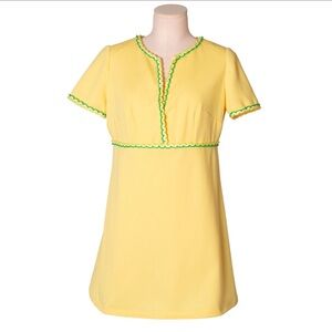 Vintage 1960’s Yellow Mini Dress with Green Trim
